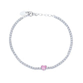 Herz Silberarmband mit Zirkonia
